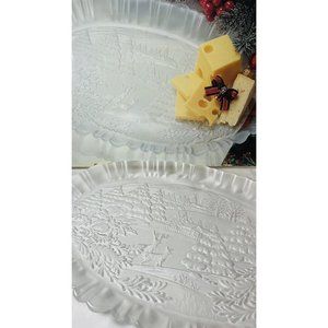 Mikasa Winter Dreams Frosted Canape Tray 17 3/4” Serving Thick Plate Vintage